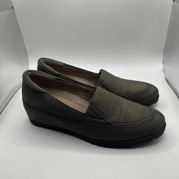 Naturalizer Shoes - Naturalizer N5 Contour Womens 8M Grey Leather Slip On Wedge Loafers Shoes